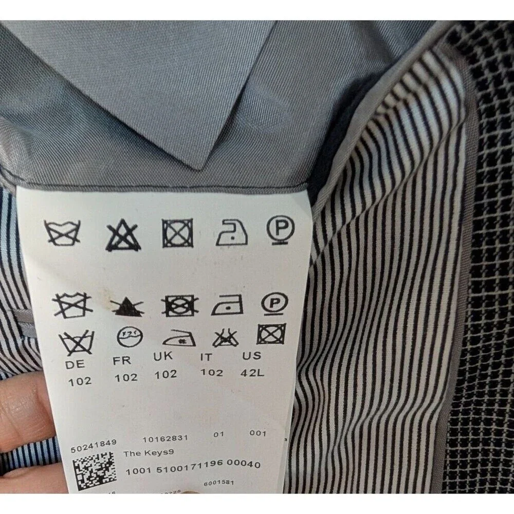 Hugo Boss‎ The Keys Gray Plaid Wool Suit Jacket 42 Long